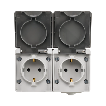 ION industries opbouw stopcontact 2-voudig IP55 - grijs (55.100.080)