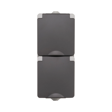 ION industries opbouw stopcontact 2-voudig verticaal IP55 - grijs (55.100.170)