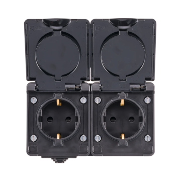 ION industries opbouw stopcontact 2-voudig IP55 - zwart (55.200.080)