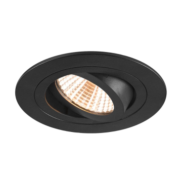 SLV inbouwspot LED 8.3W 705lm warm wit 2700K rond kantelbaar zaagmaat 75mm dimbaar zwart (1007402)