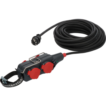 BRENNENSTUHL verlengkabel met stekkerdoos 4-voudig H07RN-F 3x1.5 mm IP54 15 meter - zwart (9161150161)