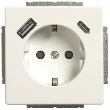 ABB Busch-Jaeger stopcontact met randaarde met 2x USB (USB A + C) - Future Linear sutdiowit (20 EUCB2USBAC-884)
