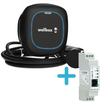 Wallbox Pulsar Max laadpaal (22kW) type 2 laadkabel 7 meter - zwart + Wallbox P1 poort module voor loadbalancing