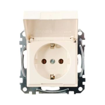 Merten by Schneider Electric stopcontact met randaarde en klapdeksel - Systeem-M polarwit (MEG2311-0319)