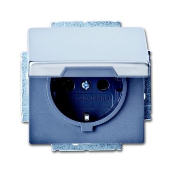 ABB Busch-Jaeger wandcontactdoos met randaarde en klapdeksel - Pure stainless steel (20 EUK-866)