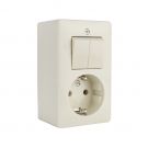 PEHA opbouw combinatie serieschakelaar en stopcontact - crème wit (H 6695)