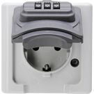 Kopp blue electric wandcontactdoos 1-voudig met randaarde, deksel IP44 cijferslot - grijs (109856007)