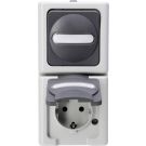Kopp Blue Electric combinatie wisselschakelaar en stopcontact verticaal - grijs (130856009)