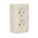JUNG AP600 opbouw wandcontactdoos tweevoudig zonder randaarde - crème wit (6010 A)