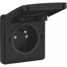 Niko New Hydro - Wandcontactdoos Zwart 761-36600