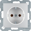Hager wandcontactdoos met randaarde - S.1 aluminium (447431404)
