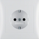 Hager stopcontact met randaarde, volle afdekplaat en verhoogde aanraakbeveiliging - Berker S.1 polarwit mat (47229909)