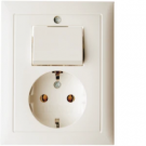 Hager combinatie schakelaar/wandcontactdoos met randaarde - S.1 creme (6143568942)