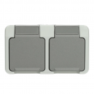 Schneider Electric Aquastar SCHUKO 2-voudig wandcontactdoos horizontaal IP44 - lichtgrijs (MTN2321-8029)