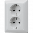 JUNG stopcontact 2-voudig met randaarde en kinderbeveiliging - LS Range aluminium (AL5020KI-L)