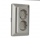 Kopp HK02 stopcontact half-inbouw met randaarde en kinderbeveiliging 2-voudig staal (927720003)