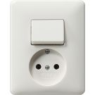 Gira combinatie wisselschakelaar en stopcontact - zuiver wit glanzend (047603)