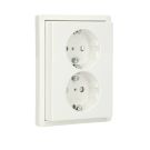 Gira F100 wandcontactdoos met randaarde en afdekraam 2-v zuiver wit