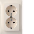 Hager stopcontact 2-voudig met randaarde half opbouw - Berker S.1 crèmewit (47748982)