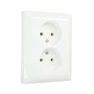 ABB Busch-Jaeger stopcontact 2-voudig zonder randaarde - Busch-balance SI zuiver wit (202 UJR-914)