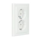 Schneider Electric dubbel stopcontact met randaarde, kinderbeveiliging en afdekplaat - M-Smart actief wit (MEG2425-1425)