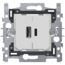 Niko sokkel dubbele USB A+C lader max. 3,5A smart met schroefklemmen en klauwen (420-00512)