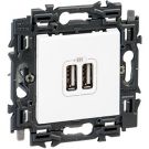Legrand stopcontact 2x USB A volledig apparaat 3000mA met spanklauwen - Valena Next wit glans (741534)