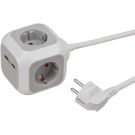 BRENNENSTUHL stekkerdoos Alea-power 4-voudig met randaarde en 2x USB A - licht grijs (1150100)