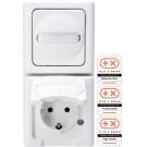 Kopp Blue Electric combinatie wisselschakelaar en stopcontact verticaal IP44 arctic wit (130802000)