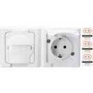 Kopp Blue Electric stopcontact met deksel en randaarde horizontaal 2-voudig IP44 arctic wit (131202003)