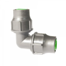 NKI Neede Haakse klemkoppeling knie 90° t.b.v. druppelslang 16 mm PP - zwart (1106J)