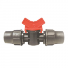 NKI Neede Klemkoppeling mini afsluiter recht t.b.v. druppelslang 16 mm PP - zwart (1106L)