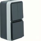 Hager Berker W.1 stopcontact + wisselschakelaar verticaal IP55 16A 250V grijs (47903515)