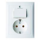 Hager combinatie schakelaar/wandcontactdoos met randaarde - S.1 polarwit (6143568949)