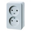 Hager Berker opbouw tweevoudige wandcontactdoos zonder randaarde 16A 250V - polar wit (61672149)