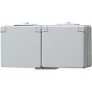 JUNG opbouw stopcontact 2-voudig  met randaarde en onderkast 10A IP44 - WG600 grijs (622NW)