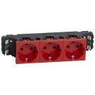 Legrand Mosaic wandcontactdoos 3-voudig 90 graden RA+KV - rood (077423)
