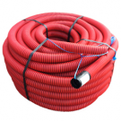 Mantelbuis met trekdraad en koppelstuk 75mm - rood rol 50 meter