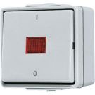 JUNG opbouw controleschakelaar 2-polig 10A met onderkast IP44 - WG600 grijs (602KOW)