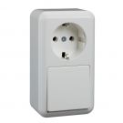 Schneider Electric Contura opbouw combinatie 1-voudig wandcontactdoos met randaarde + wisselschakelaar - arctic wit (388604)