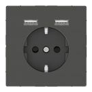Merten by Schneider Electric Systeem D Life wandcontactdoos met 2x USB en randaard type A - antraciet (MTN2366-6034)