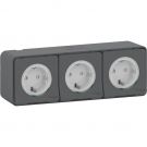 Schneider Electric stopcontact 3-voudig  IP55 - Mureva Styl mat grijs (MUR36038)