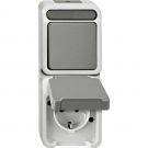 Schneider Electric Aquastar combinatie-SCHUKO wandcontactdoos/wisselschakelaar IP44 - lichtgrijs (MTN3495-8029)