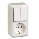 Schneider Electric Contura opbouw combinatie 1-voudig wandcontactdoos met randaarde + serieschakelaar - arctic wit (388504)