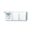 ABB Busch-Jaeger Ocean IP44 opbouw drielvoudige wandcontactdoos met randaarde horizontaal - alpin wit (2300/3 EW-54)