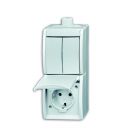 ABB Busch-Jaeger wandcontactdoos + serieschakelaar met randaarde IP44 -  Ocean alpin wit (2601/5/20EW-54-503)