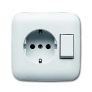 ABB Busch-Jaeger combinatie wisselschakelaar en stopcontact met randaarde - alpin wit (4310/6 EUJ-214)