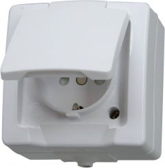 Kopp NAUTIC stopcontact ip44 met randaarde 1-voudig opbouw wit