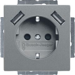 ABB Busch-Jaeger stopcontact met randaarde met 2x USB 2.4A (USB A + A) - Future Linear studiowit (20 EUCB2USB-884)