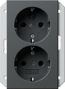 Gira 2-voudig stopcontact voor 1,5-voudige apparaatdoos - systeem 55 antraciet (273528)